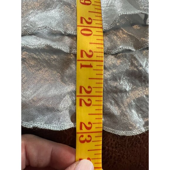 Metallic Silver Tiered Tank Top New York & Company M Fairy Y2K Boho Cute Goth - Picture 4 of 5